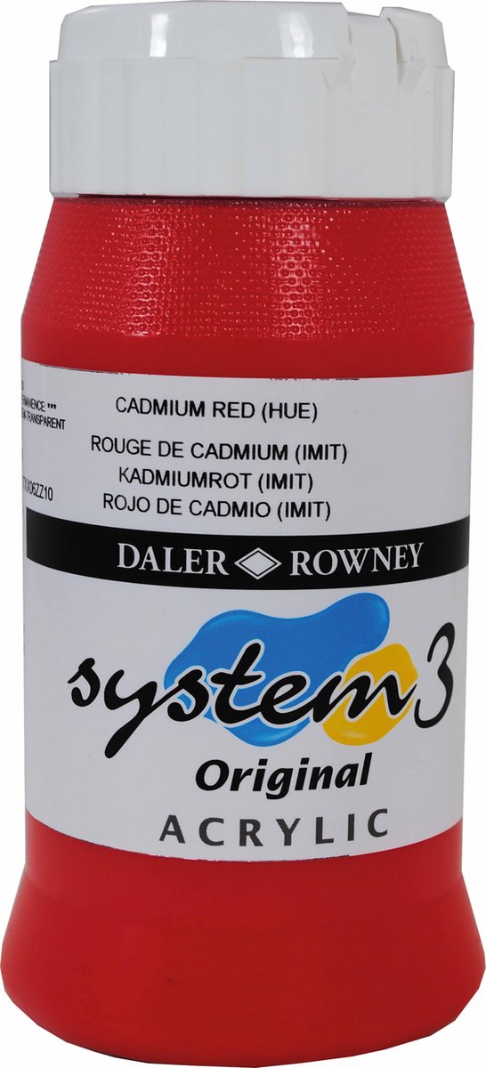 Acrylverf cadmium rood 500ml| Daler Rowney